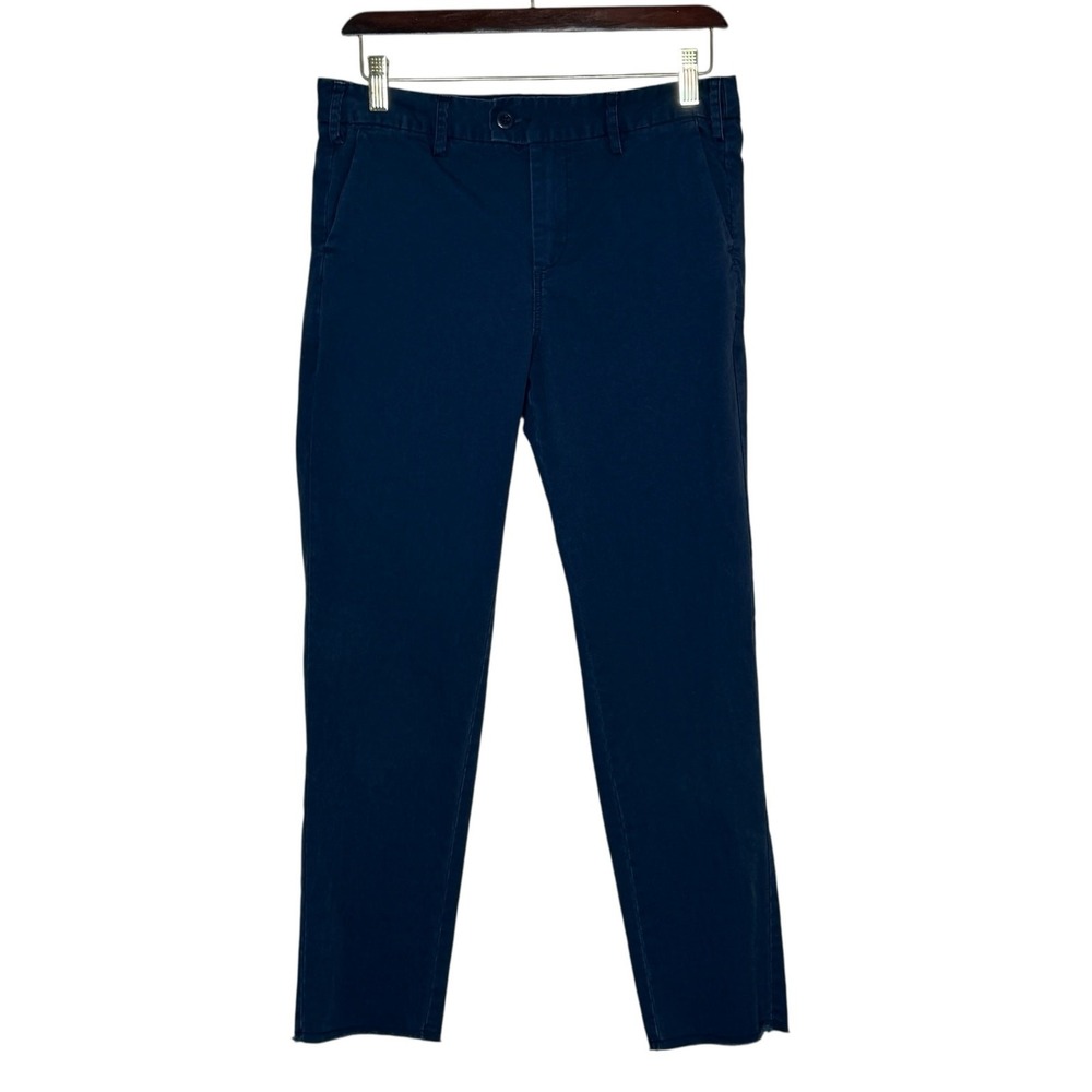 Paper Boat Navy Slim‎ Straight Pants Woman Sz 4 US12 Minimalist Coastal Preppy